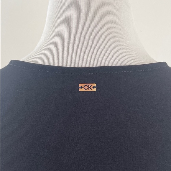 Calvin Klein Pleated Faux Wrap Black Blouse s - Picture 6 of 9